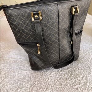 Rioni Moda Italia Signature Monogram Medium Tote Bag Black Patent Trim — Luxe45